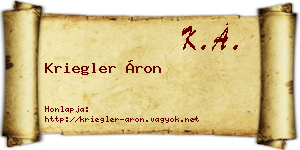 Kriegler Áron névjegykártya