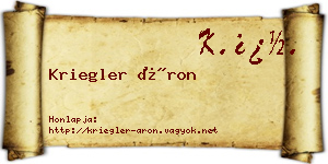 Kriegler Áron névjegykártya